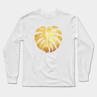 Gold Monstera Leaf Long Sleeve T-Shirt